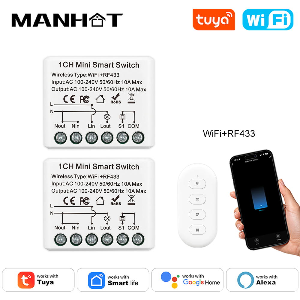 Smart Home Lighting Control - Manhot WIFI 10A Smart Light Switches