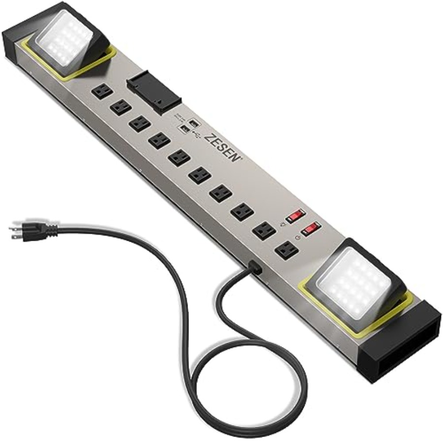 Smart Power Strip - Workshop/Garage/Office/Home 10-Outlet Power Strip with LED