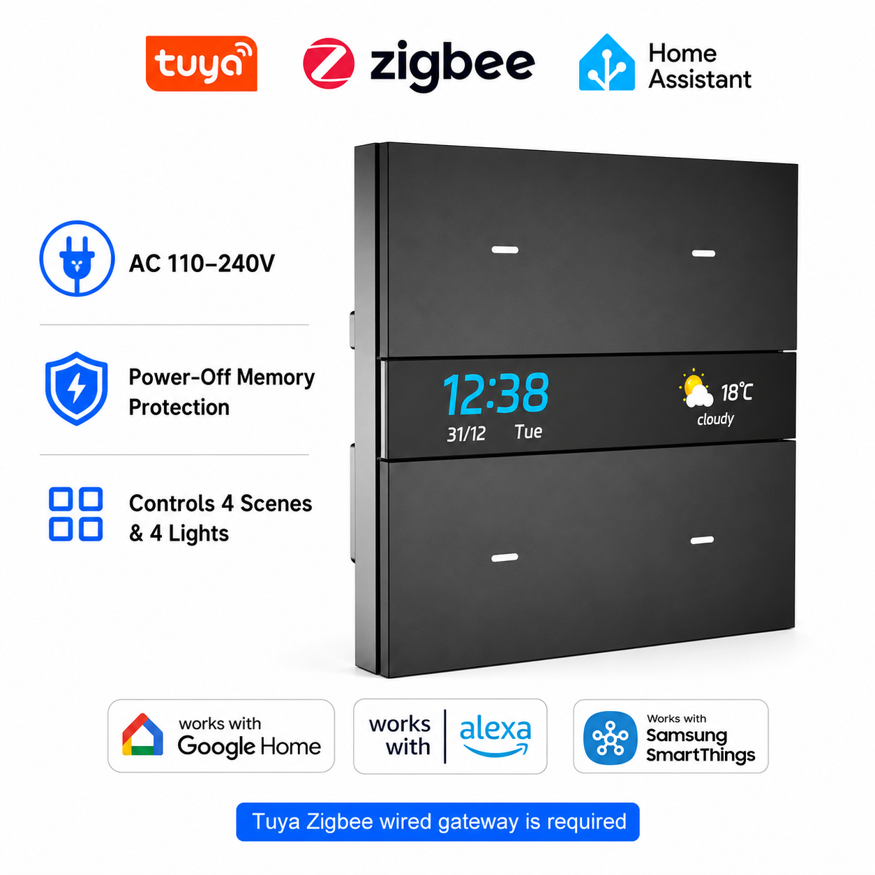 Smart Home Lighting Control - M8 pro Zigbee smart switch panel