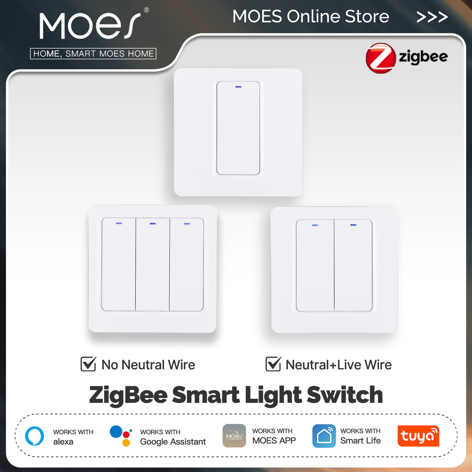 Smart Home Lighting Control - MOES ZigBee Smart Light Switch Tuya