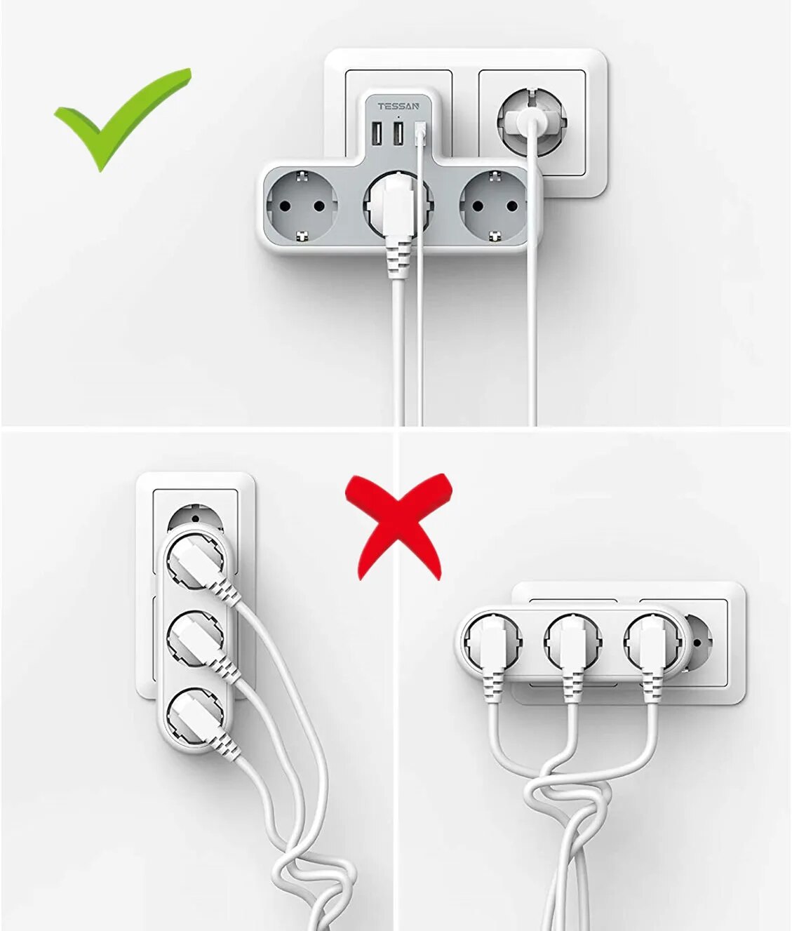 TESSAN EU Plug Power Strip wit - đánh giá và giá Smart Power Strip
