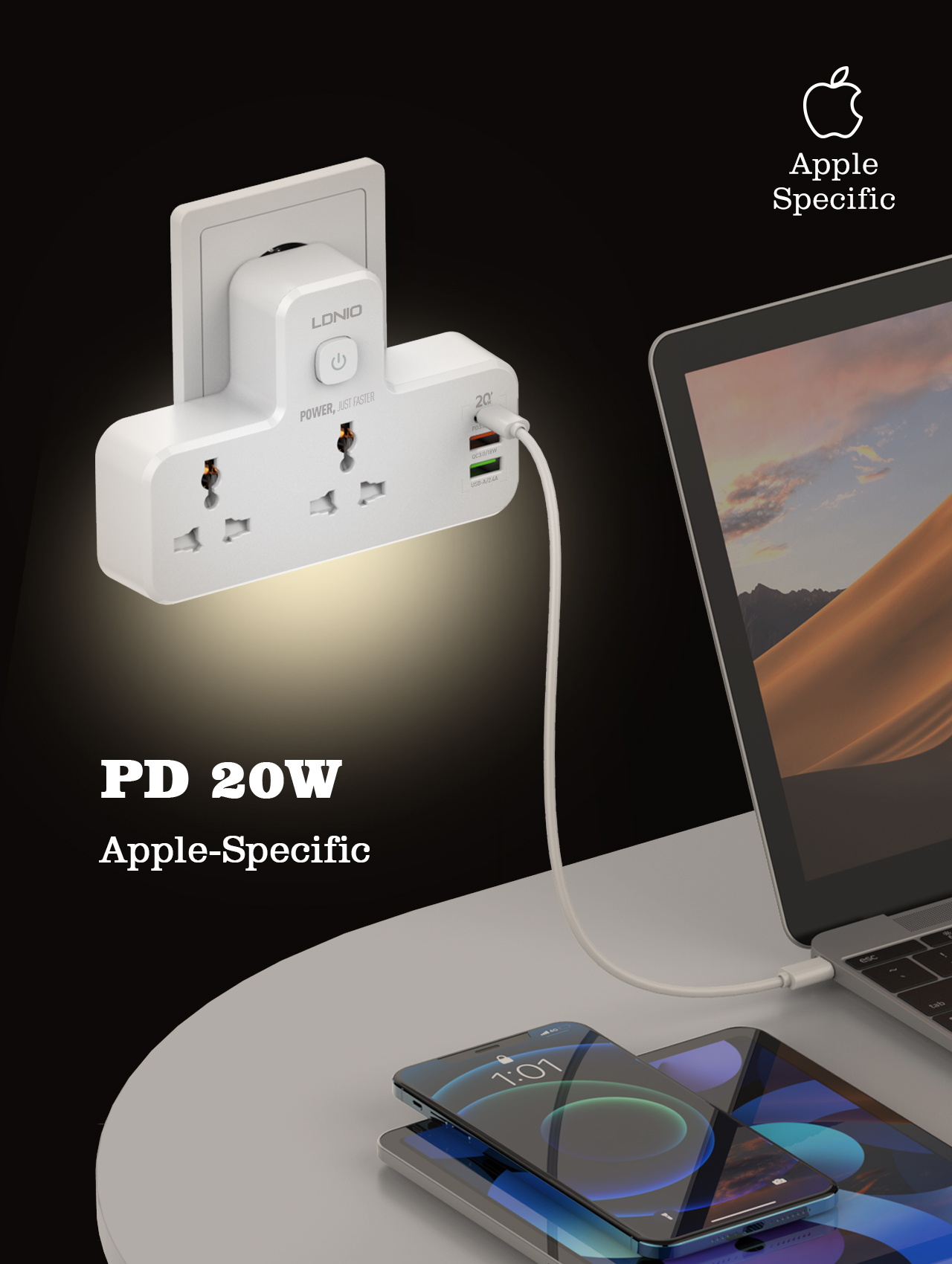 LDNIO Universal Outlets Wall E - đánh giá và giá Smart Power Strip