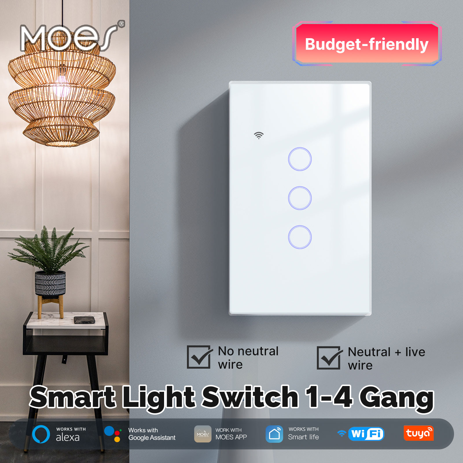 MOES Tuya WiFi Smart Light Swi - đánh giá và giá Smart Home Lighting Control
