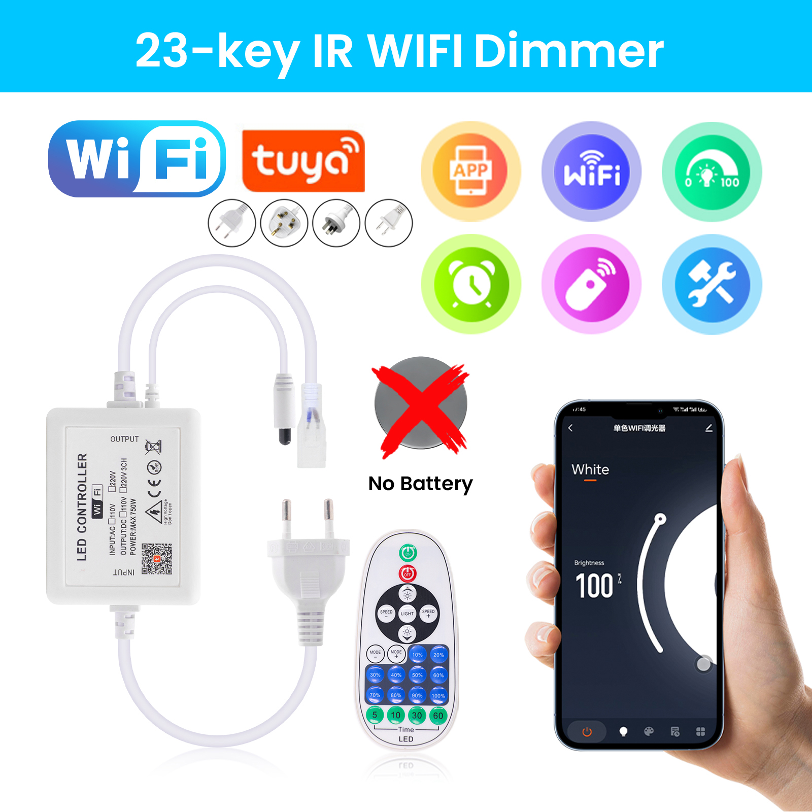 Tuya WIFI LED Dimmer for 10mm  - đánh giá và giá Smart Power Strip