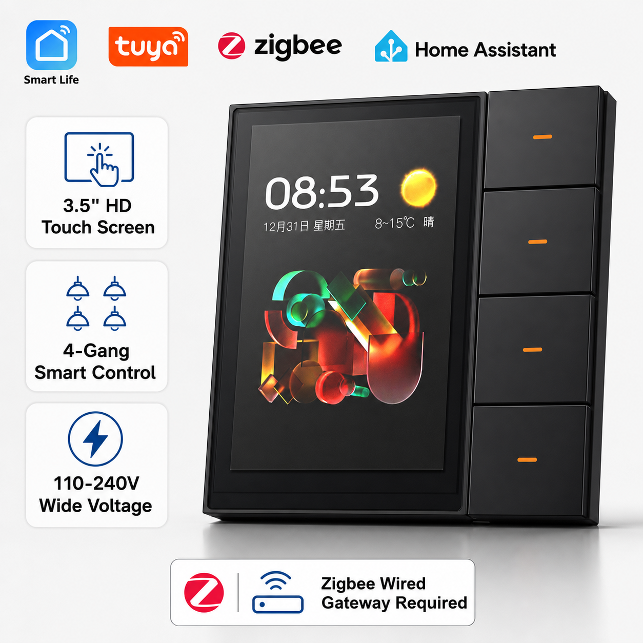 F3-pro Tuya Smart Panel ZigBee - đánh giá và giá Smart Home Lighting Control