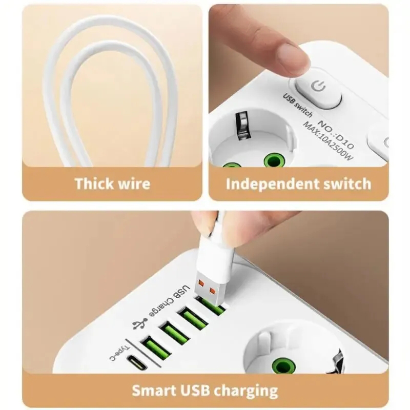 2M Electrical Socket EU Plug6  - đánh giá và giá Smart Power Strip