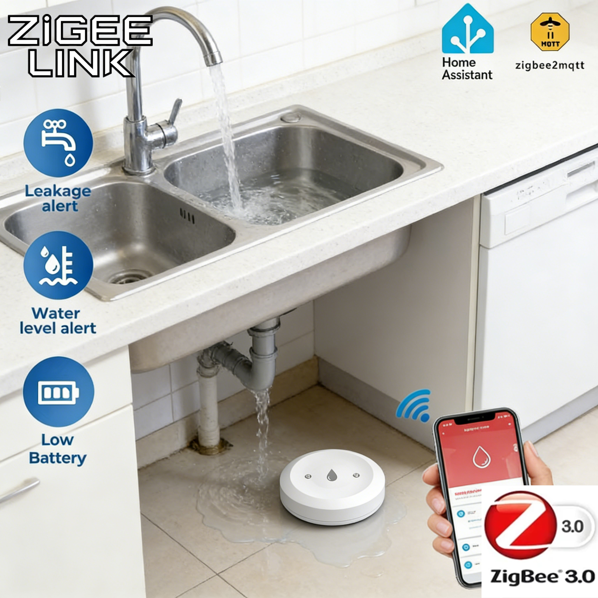 Tuya ZigBee 3.0 Water Leak Det - đánh giá và giá Smart Home Zigbee 3.0