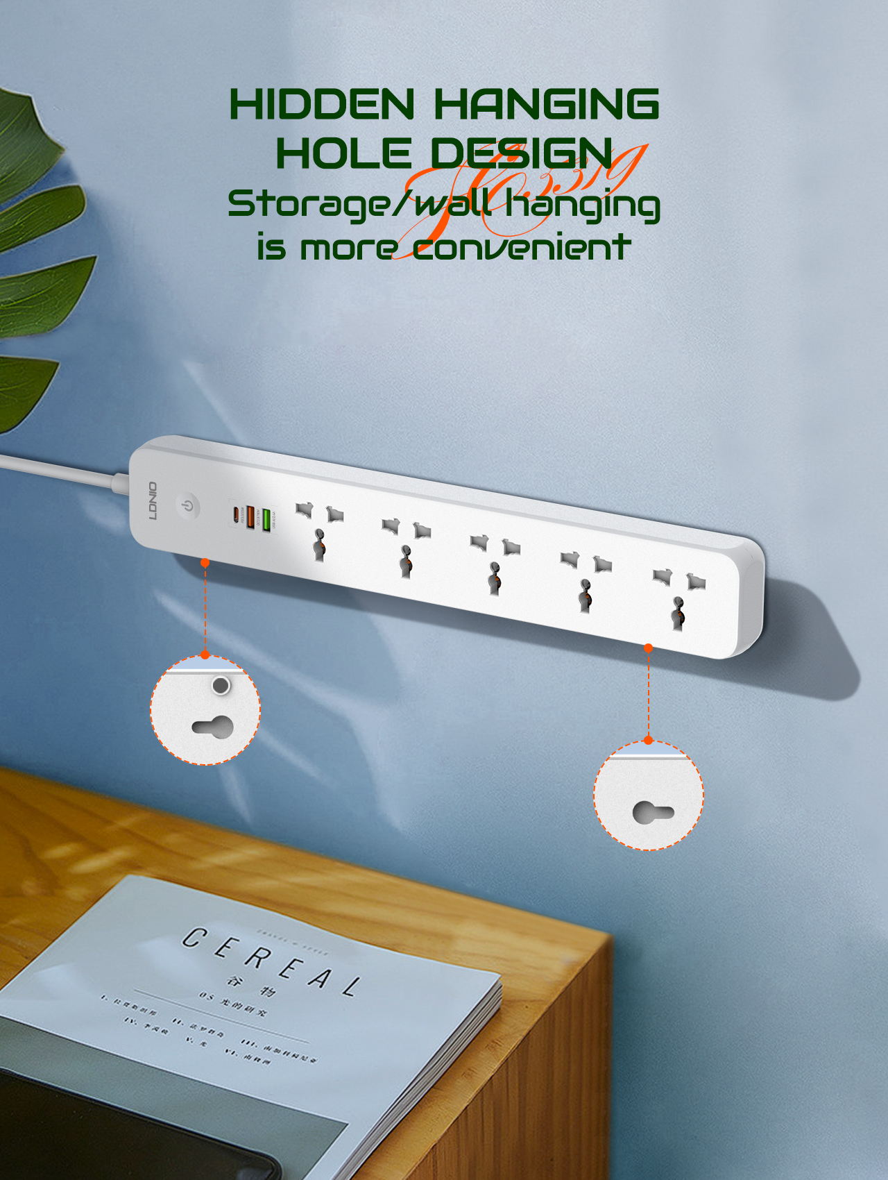 LDNIO 2500W Power Strip with 5 - đánh giá và giá Smart Power Strip