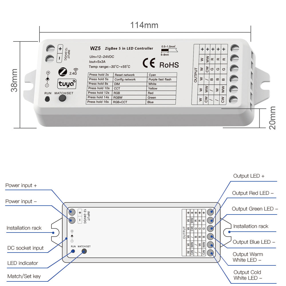 ZigBee 3.0 LED Controller 5-in - đánh giá và giá Smart Power Strip